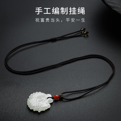 Unisex Hetian Jade Dragon Carp Couple Pendant