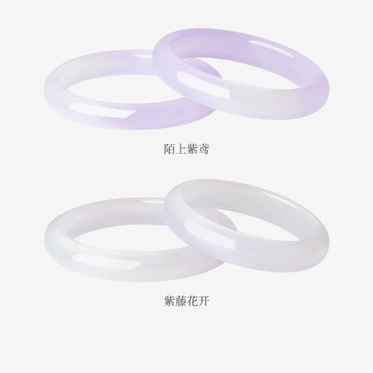 Chalcedony bracelet, women's jade bangle, light purple, peace bangle, taro paste boba, birthday gift for girlfriend.