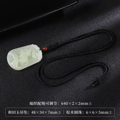 Hetian Jade Fortune Rat Pendant, Chinese Zodiac Rat Jade Charm for Wealth Luck, With Certificate & Collectible Value