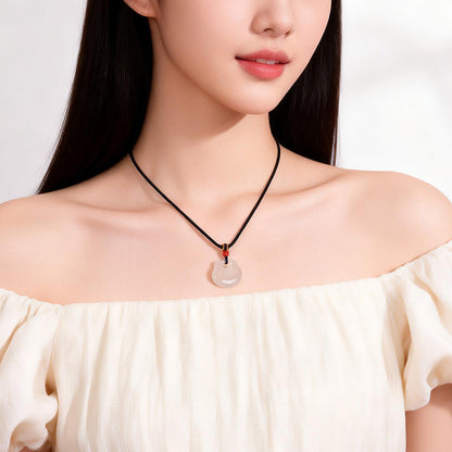 Icy Chalcedony Ruyi Lock Pendant, Peace Charm, Gift for Mom & Girlfriend